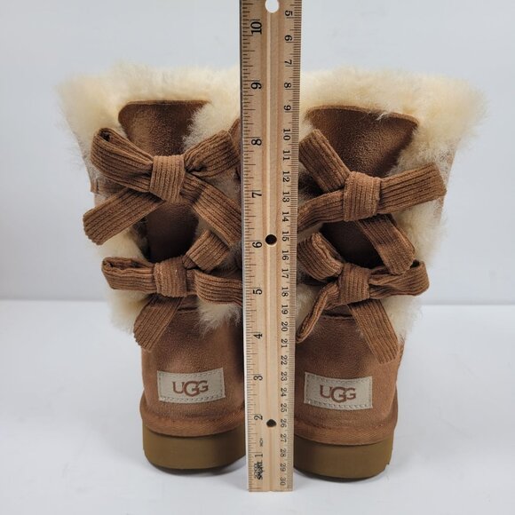 UGG Bailey Bow Corduroy Women's Brown Suede Boots S/N1094312 US Size 7 - Picture 11 of 12